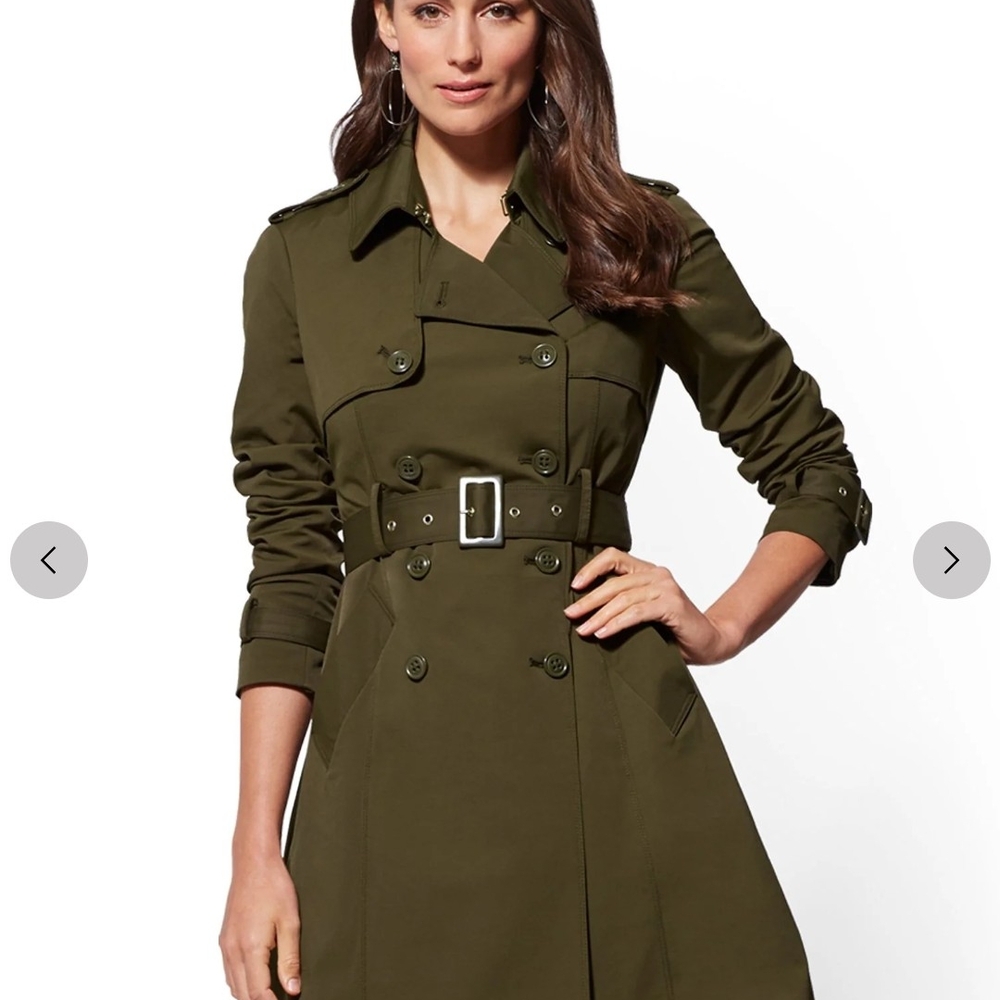 New York & Company Olive Trench Coat